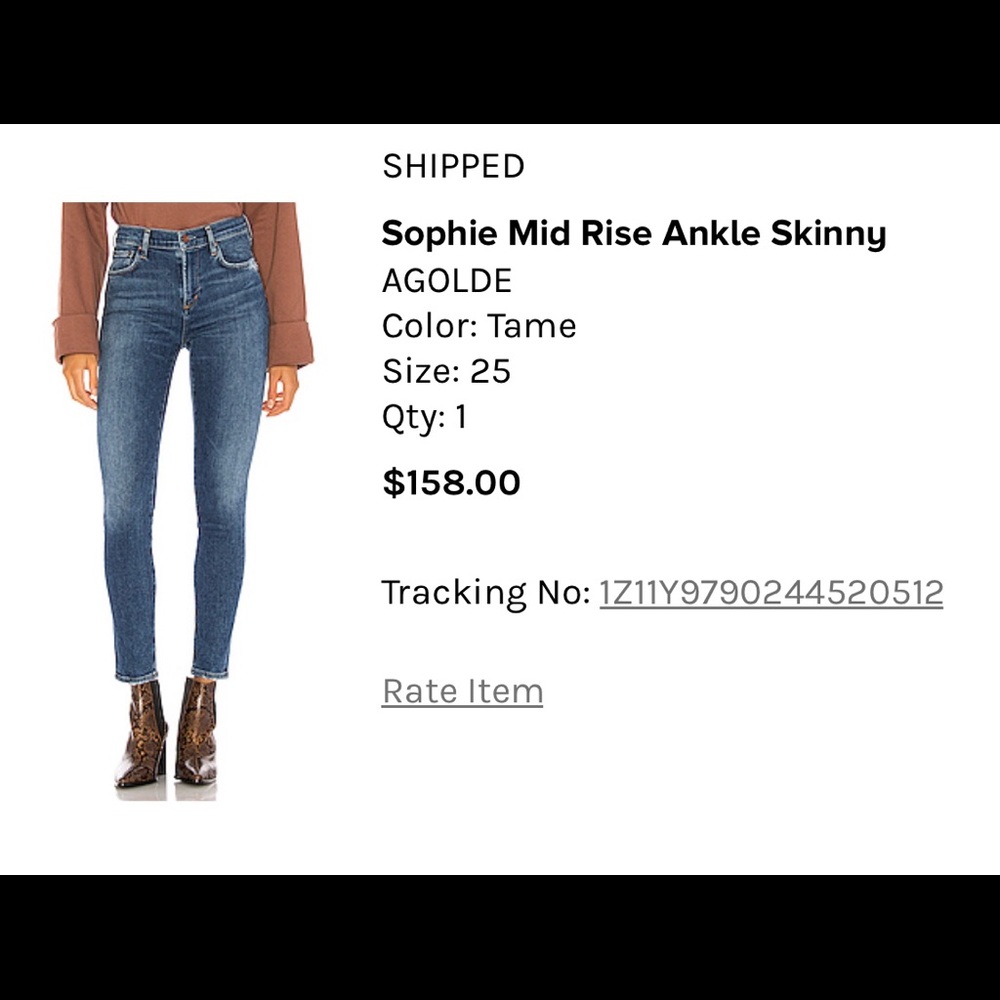 AGOLDE Sophie Mid Rise Ankle Skinny